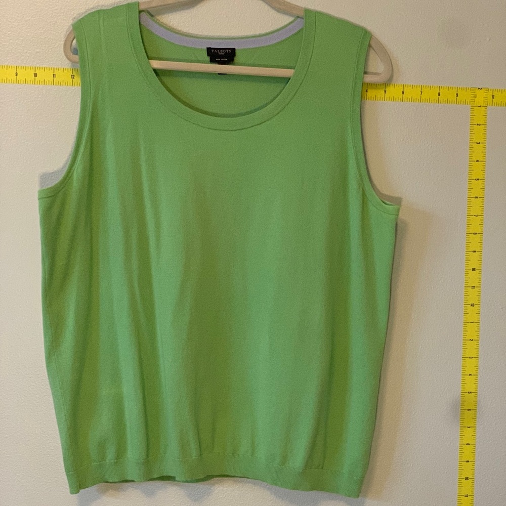 Talbots knit sleeveless shell 2X light spring green